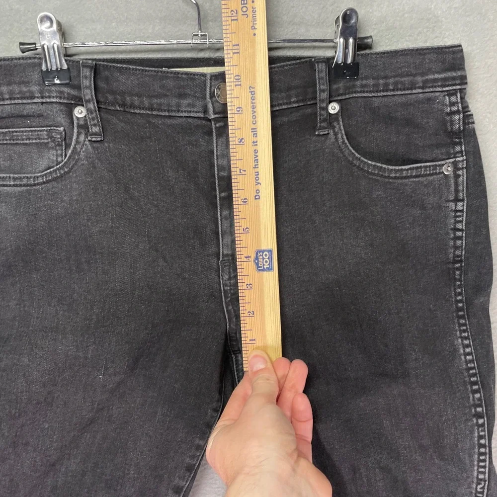 Gap 1969 True Skinny Jeans Mens 32 Black Stretch Denim Ankle Raw Hem